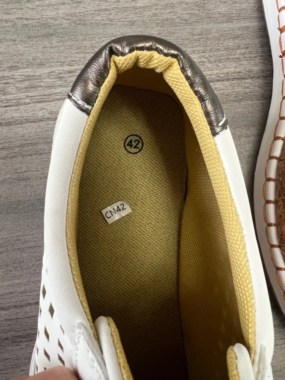 White Perforated Slip-On Espadrille with Striped Elastic Accent